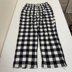 IFFEI Womens Buffalo Plaid Pajama Pants Black White Checkered Lounge Large